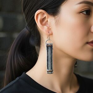 5 For $25💫Long Rustic Blue Denim Earrings